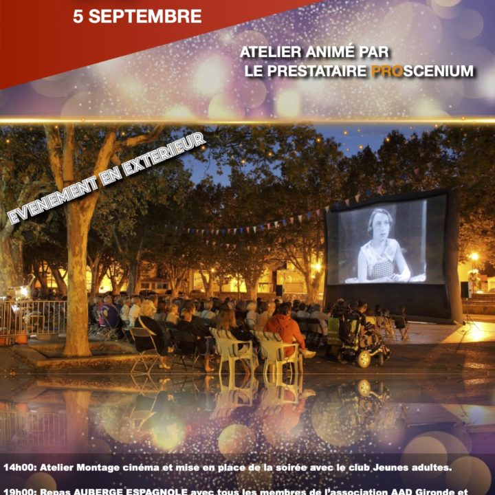 Cinéma en plein air samedi 5 septembre 2020 à Arveyres