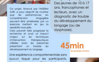 Participez à la recherche ! Si vous avez entre 10 et 17 ans et habitez vers Lyon !