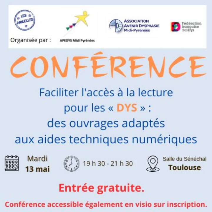 Conférence mardi 13 mai Toulouse accessible en visio